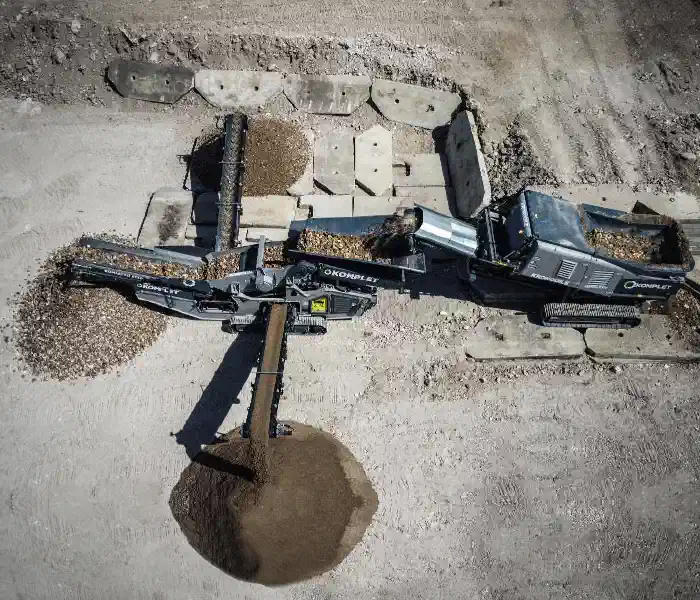 Шредер Кrokodile и вибрационный грохот Komplet в работе